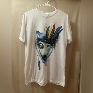 Electro Threads Wolf Colourful Graphic T-Shirt Dreamcatcher Wolf Tee Medium